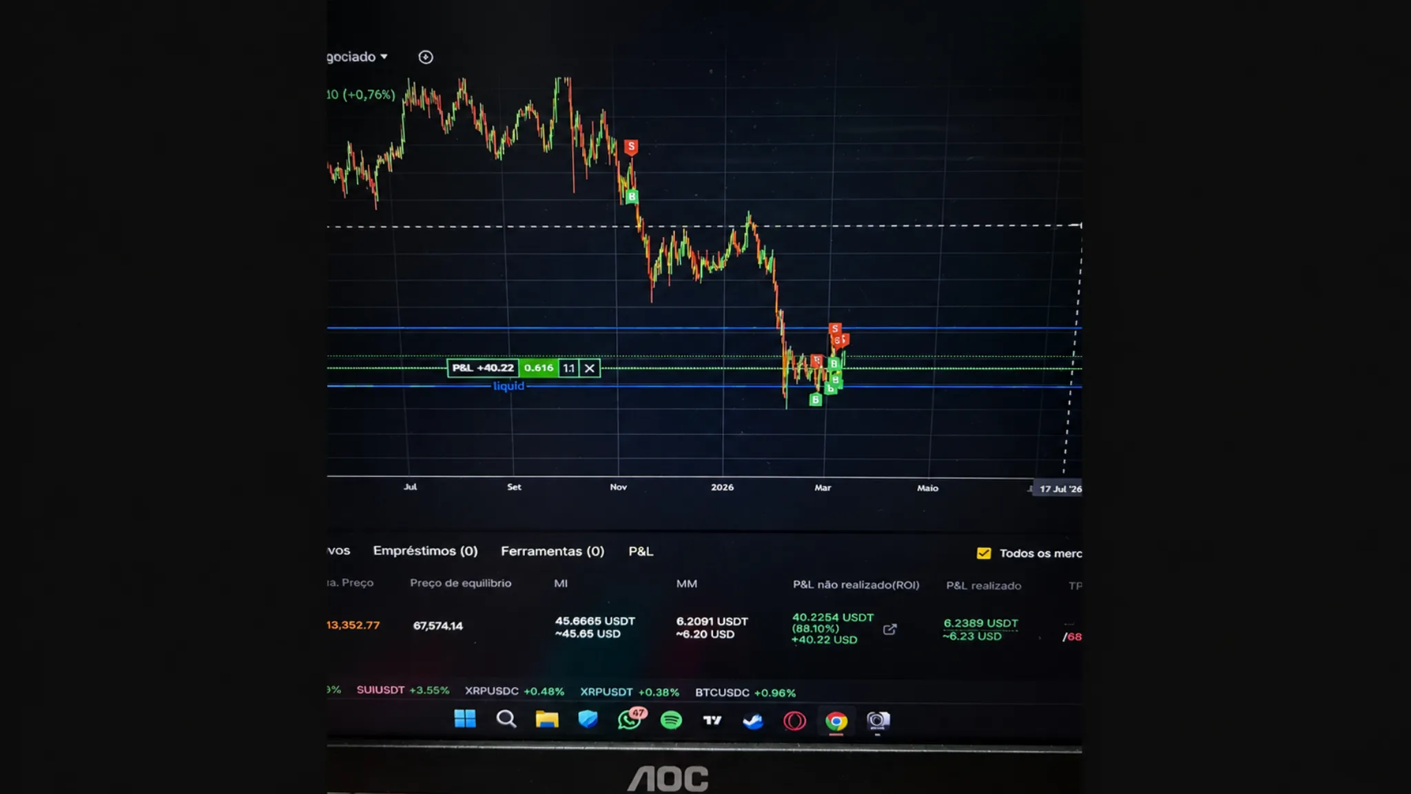 Print real de operação em plataforma